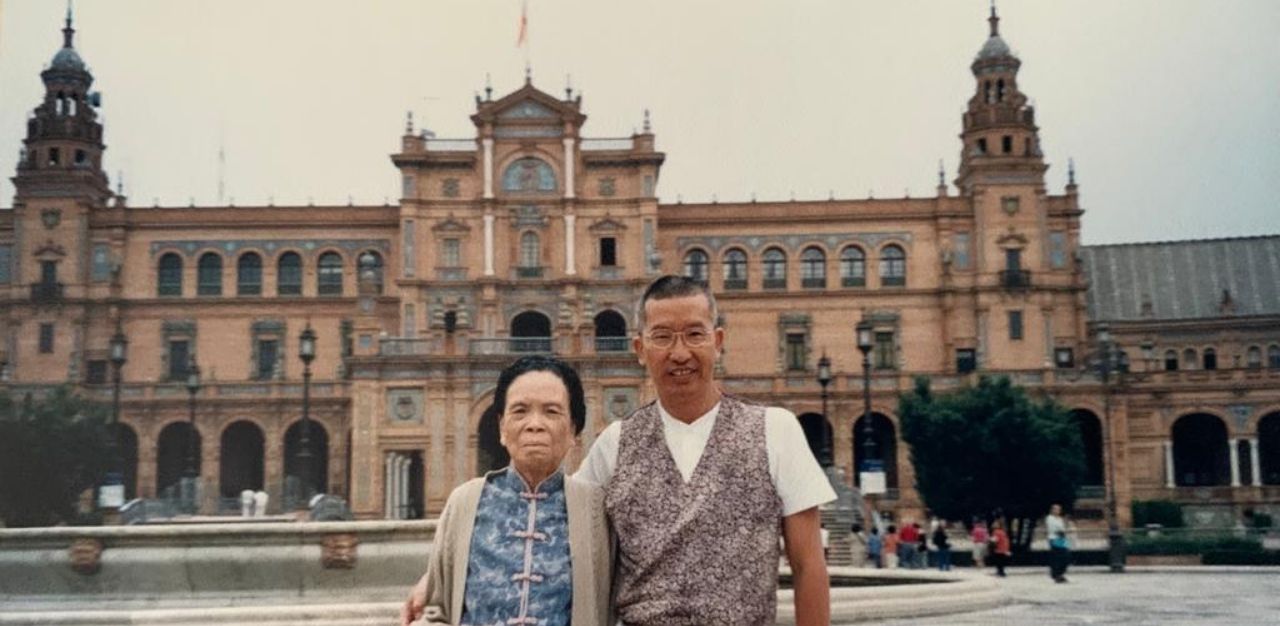 Ng Chee Yen and his mother in Seville, Spain