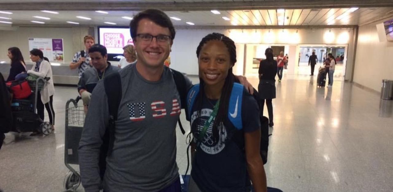 ICW Brent Folan with track and field athlete Allyson Felix